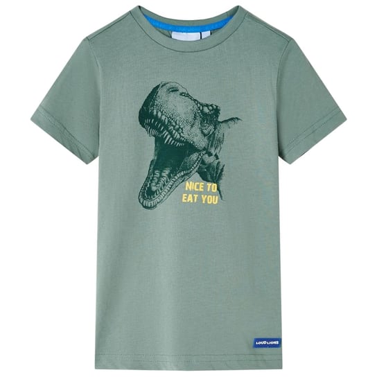 Koszulka dziecięca z dinozaurem 100% bawełna khaki Zakito Europe