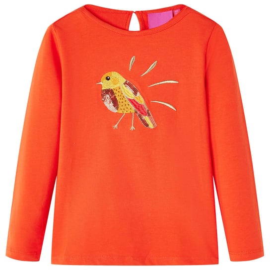 Koszulka dziecięca z długimi rękawami, ciemnopomarańczowa, 140 vidaXL
