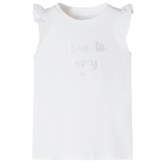 Koszulka dziecięca z falbankowymi rękawkami, biała, 116 vidaXL