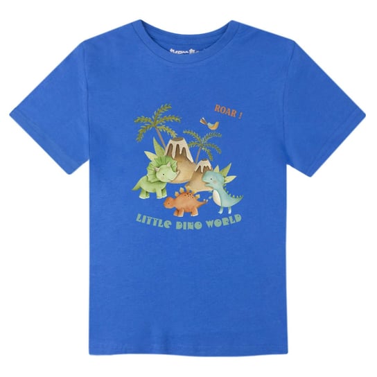 Koszulka dziecięca z krótkim rękawem, granatowa z dinozaurami, Tup Tup Tup Tup