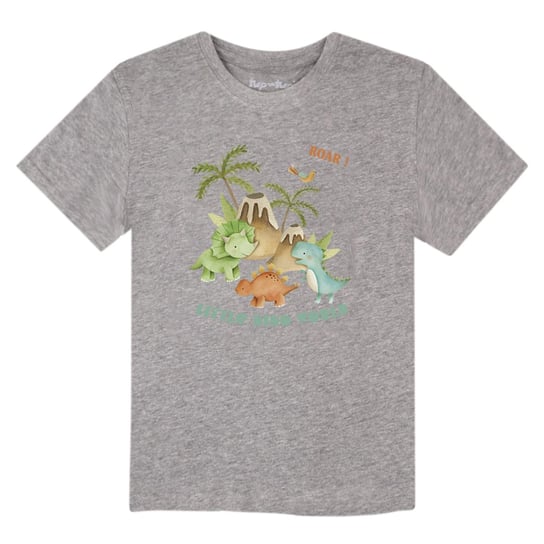 Koszulka dziecięca z krótkim rękawem, szara z dinozaurami, Tup Tup Tup Tup