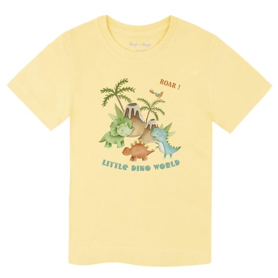 Koszulka dziecięca z krótkim rękawem, żółta z dinozaurami, Tup Tup Tup Tup