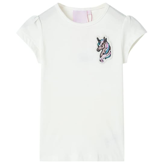 Koszulka dziecięca z krótkimi rękawami, ecru, 116 vidaXL