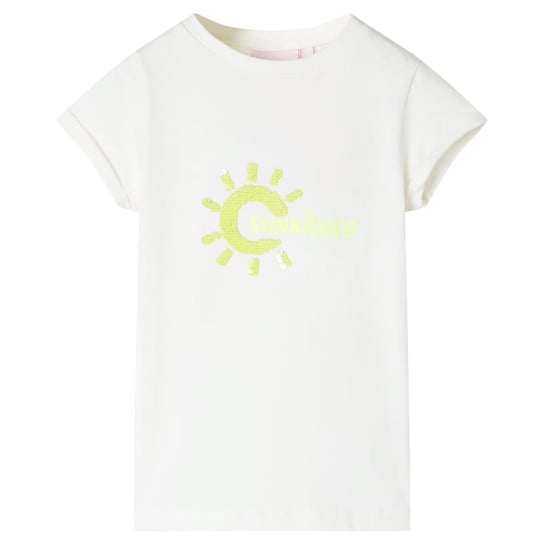 Koszulka dziecięca z krótkimi rękawami, ecru, 128 vidaXL