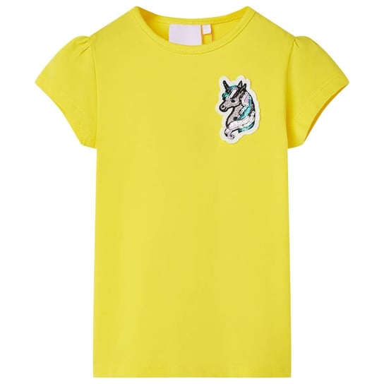 Koszulka dziecięca z krótkimi rękawami, jaskrawożółta, 92 vidaXL