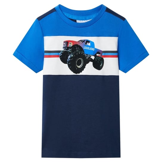 Koszulka dziecięca z krótkimi rękawami, niebiesko-granatowa, 116 vidaXL