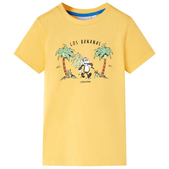 Koszulka dziecięca, z małpką, jasna ochra, 140 vidaXL