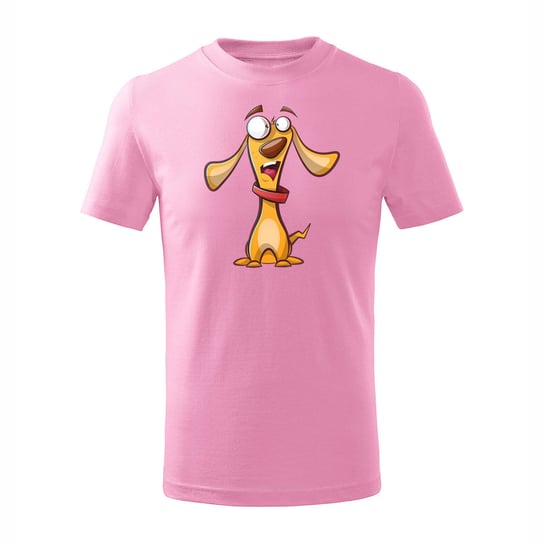 Koszulka dziecięca z psem pieskiem pies piesek w psy pieski różowa-122 cm/6 lat TUCANOS