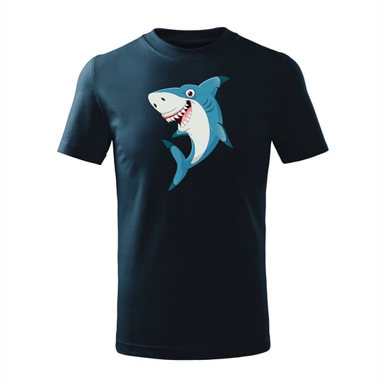 Koszulka dziecięca z rekinem rekin w rekiny granatowa-134 cm/8 lat TUCANOS