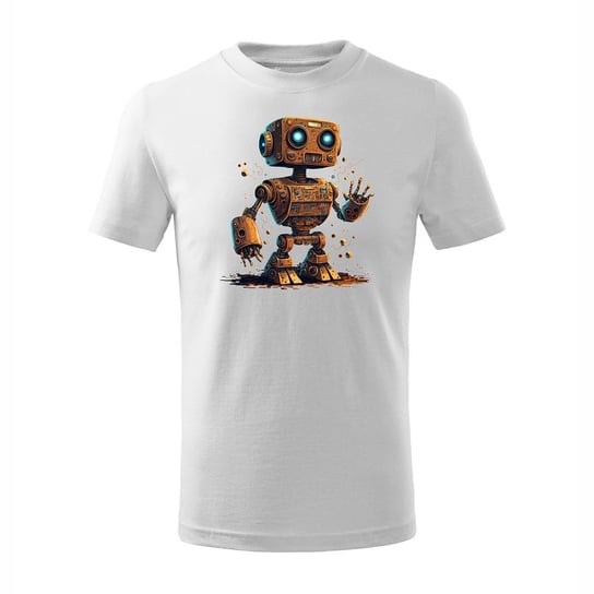 Koszulka dziecięca z robotem robot w roboty z robotami biała-110 cm/4 lata TUCANOS