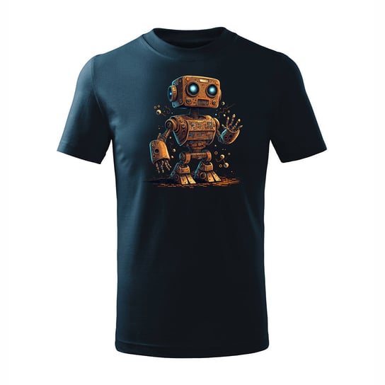 Koszulka dziecięca z robotem robot w roboty z robotami granatowa-110 cm/4 lata TUCANOS