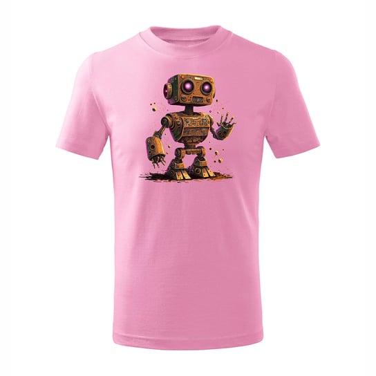 Koszulka dziecięca z robotem robot w roboty z robotami rozowa-110 cm/4 lata TUCANOS