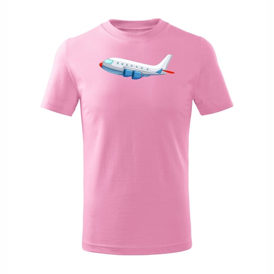 Koszulka dziecięca z samolotem pasażerskim samolot różowa-122 cm/6 lat TUCANOS