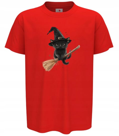 Koszulka dziecięca zabawny czarny Kotek na miotle na Halloween t-shirt Inna marka