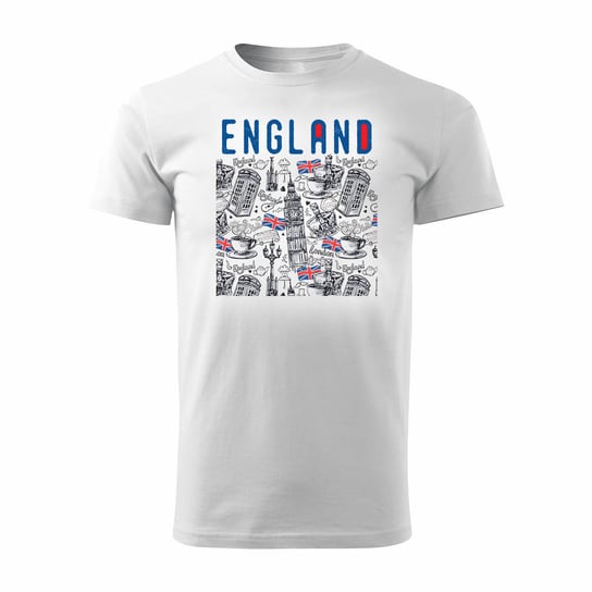 Koszulka England Londyn dla anglisty nauczyciela angielskiego męska biała REGULAR-L TUCANOS