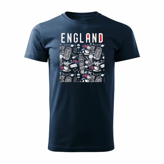 Koszulka England Londyn dla anglisty nauczyciela angielskiego męska granatowa REGULAR-L TUCANOS