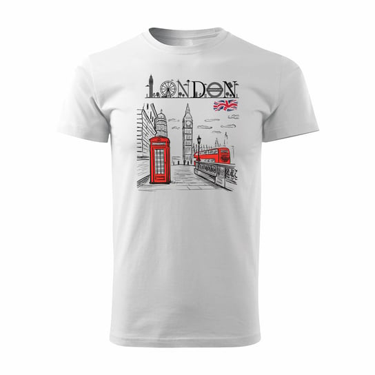 Koszulka GB Londyn dla anglisty nauczyciela angielskiego męska biała REGULAR-L TUCANOS