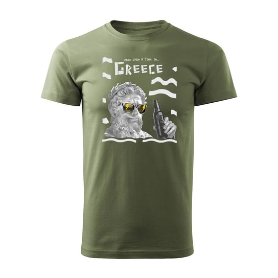 Koszulka Grecja grecka Zeus z Zeusem pamiątka z Grecji męska khaki REGULAR-L TUCANOS