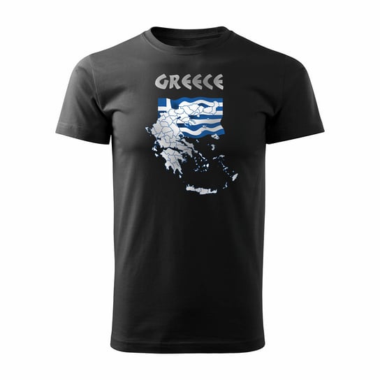Koszulka Grecja Mapa Grecji Zakyntos Kefalonia Kreta Rodos męska czarna REGULAR-M TUCANOS