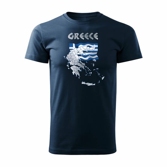 Koszulka Grecja Mapa Grecji Zakyntos Kefalonia Kreta Rodos męska granatowa REGULAR-M TUCANOS