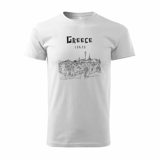 Koszulka Grecja z Grecją Corfu Korfu z Grecji męska biała REGULAR-XXL TUCANOS