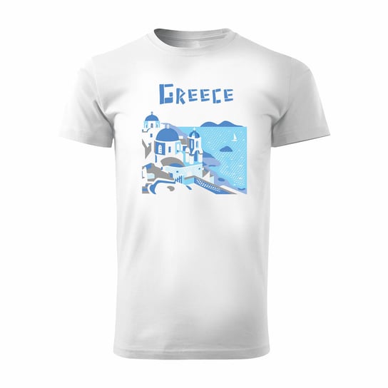 Koszulka Grecja z Grecją pamiątka z Grecji męska biała REGULAR-L TUCANOS