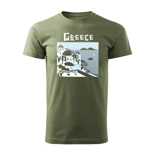 Koszulka Grecja z Grecją pamiątka z Grecji męska khaki REGULAR-L TUCANOS