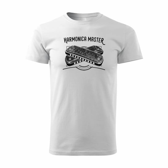 Koszulka harmonijka z harmonijką blues prezent dla muzyka męska biała-L TUCANOS