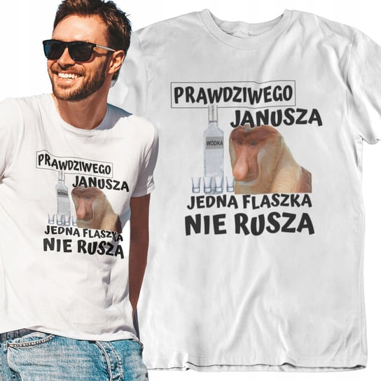 Koszulka JANUSZA JEDNA FLASZKA NIE RUSZA dla niego z humorem t-shirt Meeboo