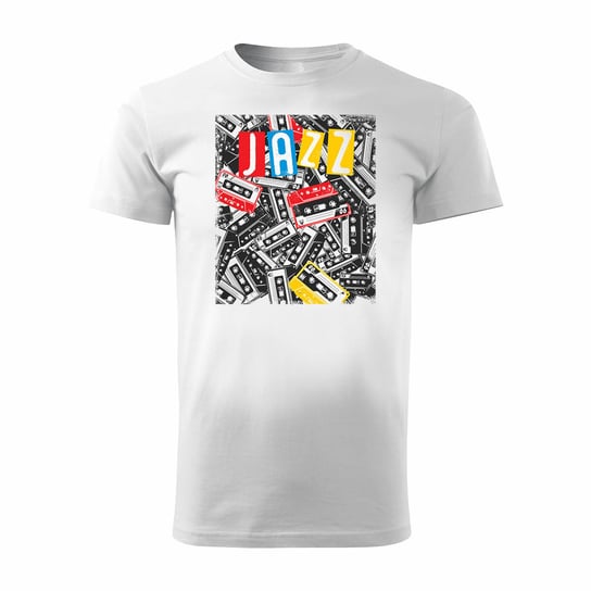 Koszulka Jazz Jazzowa kaseta prezent dla muzyka męska biała REGULAR-L TUCANOS