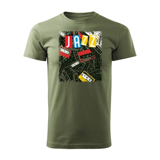 Koszulka Jazz Jazzowa kaseta prezent dla muzyka męska khaki REGULAR-L TUCANOS