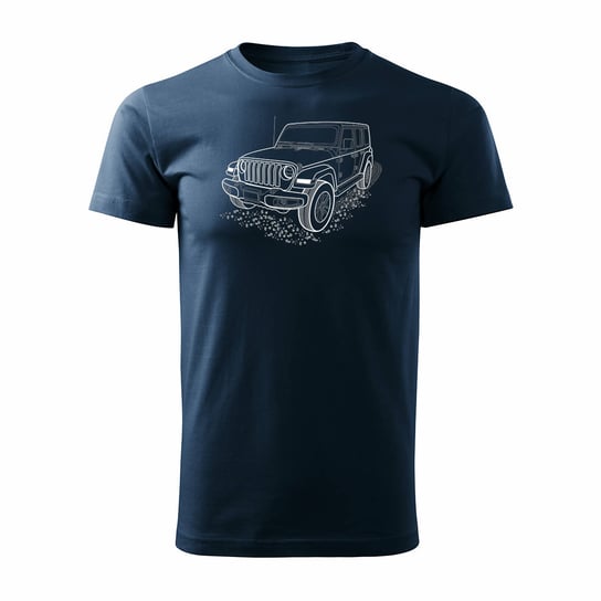 Koszulka Jeep Wrangler Rubicon z samochodem Jeep Wrangler męska granatowa REGULAR - M Topslang
