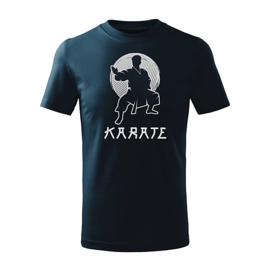 Koszulka karate kyokushin z karateką karateka dziecięca granatowa-110 cm/4 lata TUCANOS