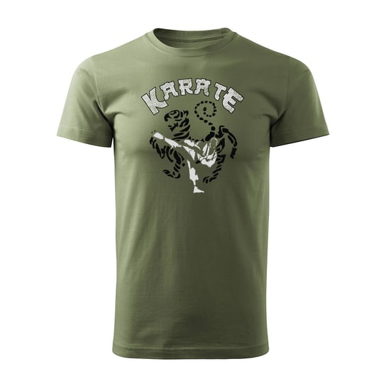 Koszulka karate shotokan z karateką karateka męska khaki REGULAR-L TUCANOS