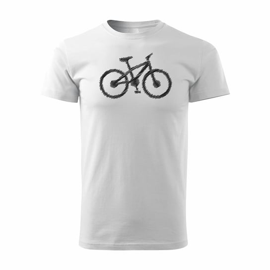 Koszulka kolarska rowerowa z rowerem mountain bike męska biała REGULAR-L TUCANOS