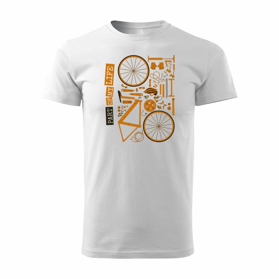 Koszulka kolarska rowerowa z rowerem mountain bike męska biała REGULAR-L TUCANOS
