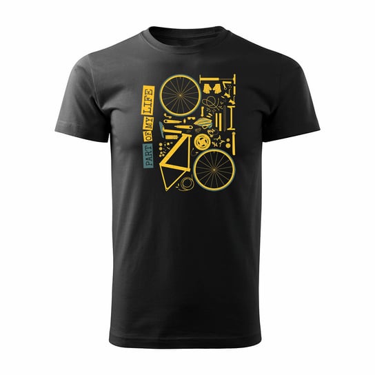 Koszulka kolarska rowerowa z rowerem mountain bike męska czarna REGULAR-L TUCANOS