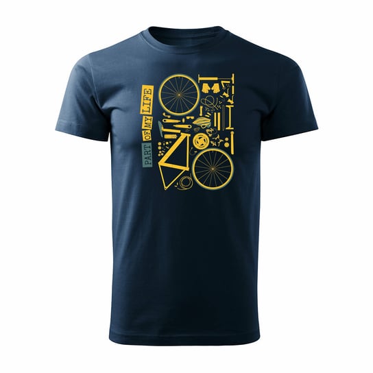 Koszulka kolarska rowerowa z rowerem mountain bike męska granatowa REGULAR-XXL TUCANOS
