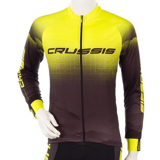 Koszulka kolarska z długimi rękawami Crussis, Czarny-fluo żółty, L Crussis