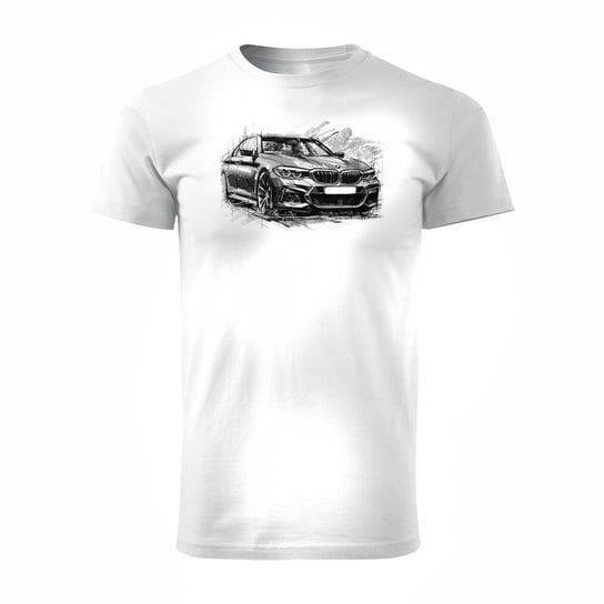 Koszulka kolekcjonerska z samochodem BMW serii 5 M5 męska biała REGULAR-M Inna marka