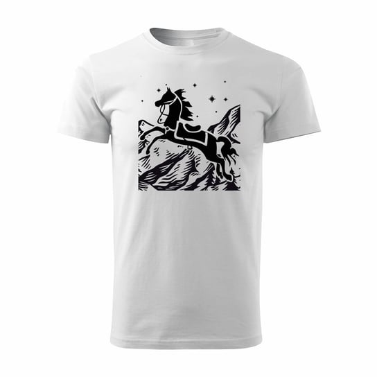 Koszulka koń jeździecka z koniem dla dżokeja biała czarna REGULAR-L TUCANOS