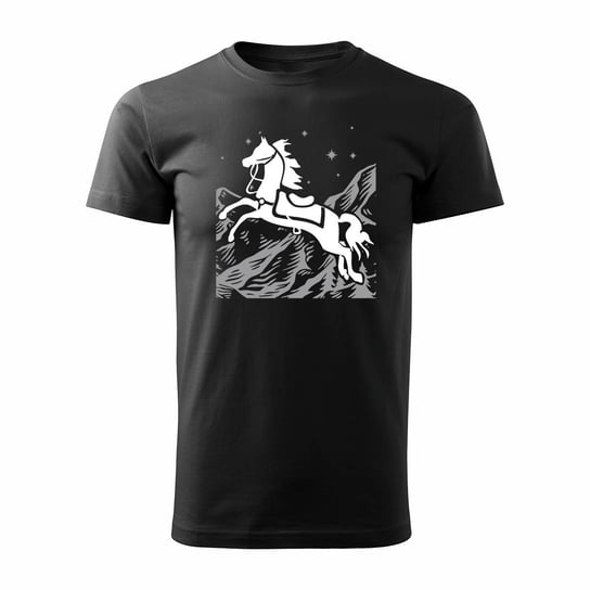 Koszulka koń jeździecka z koniem dla dżokeja męska czarna REGULAR-L TUCANOS