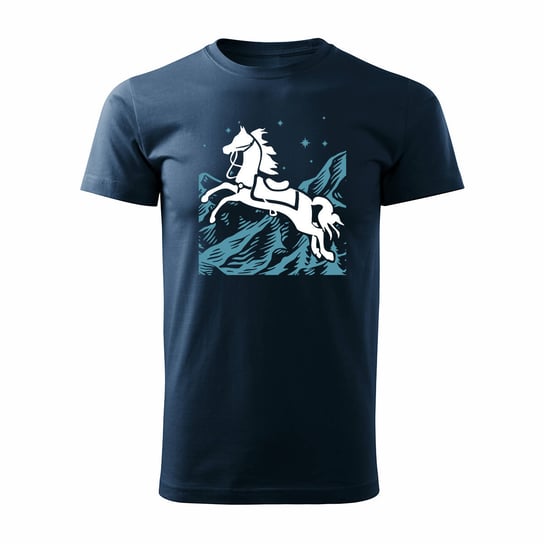 Koszulka koń jeździecka z koniem dla dżokeja męska granatowa REGULAR-L TUCANOS