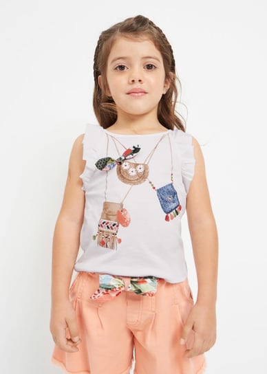 Koszulka  Mayoral 3075-75 z aplikacjami dla dziewczynki - wzrost 128 cm (8 lat) Mayoral