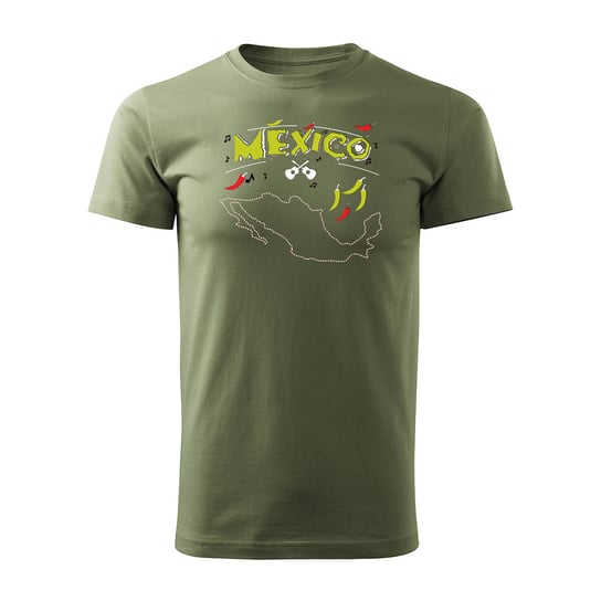 Koszulka meksykańska na prezent Meksyk Mexico pamiątka z Meksyku męska khaki REGULAR-L TUCANOS