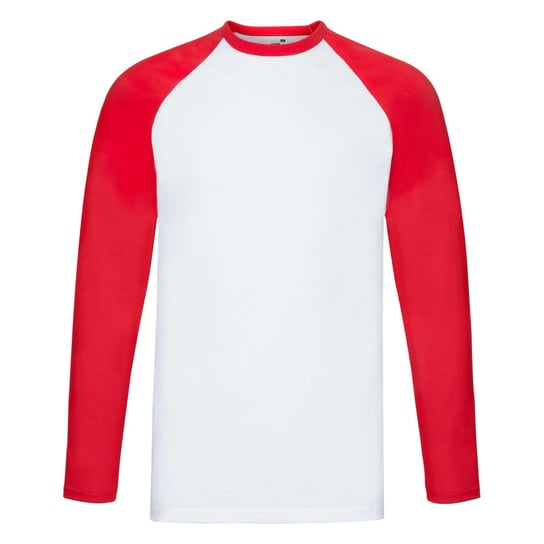 Koszulka męska Baseball z długim rękawem Fruit of the Loom - Biały/Czerwony S FRUIT OF THE LOOM