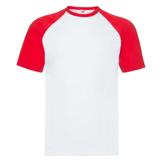 Koszulka męska Baseball z krótkim rękawem Fruit of the Loom Biały/Czerwony 3XL FRUIT OF THE LOOM