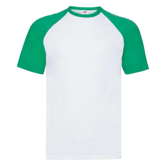 Koszulka męska Baseball z krótkim rękawem Fruit of the Loom - Biały/Kelly Green S FRUIT OF THE LOOM