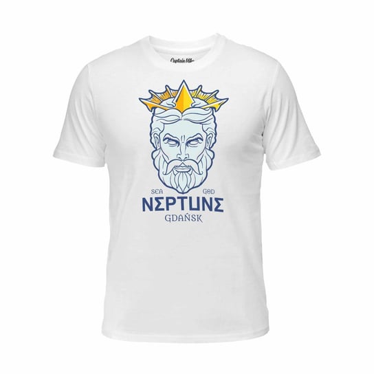 Koszulka męska bawełniana biała z nadrukiem NEPTUNE, T-shirt Captain Mike r.4XL Captain Mike