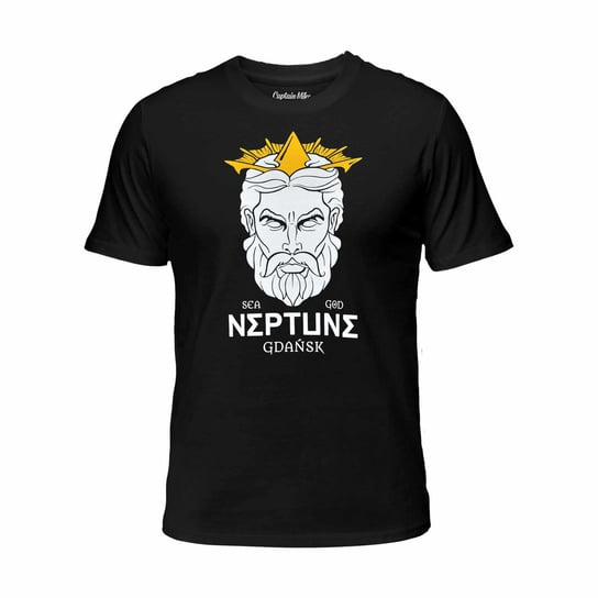 Koszulka męska bawełniana czarna z nadrukiem NEPTUNE, T-shirt Captain Mike r.4XL Captain Mike